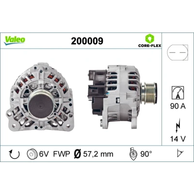 Imagen de VALEO 200009 Alternador 14V 91A VOLKSWAGEN: GOLF 4, 3, Polo IV Hatchback, SEAT: Ibiza Leon I 2, AUDI: A3 Hatchback