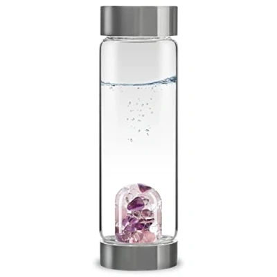 Imagen de VitaJuwel ViA BIENESTAR Botella De Agua Con Piedras Preciosas (Cuarzo Rosado Amatista Cuarzo Claro)