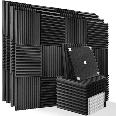 Imagen de Kuchoow Aislante Acustico con Pegatina de Doble Cara, Espuma Acustica, 60 Piezas Paneles Absorbentes Acusticos para Podcasting, Estudios Grabación, Oficinas