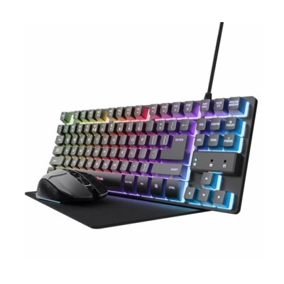 Imagen de Pack gaming Trust GXT 794, Ratón inalambrico, Teclado compacto TKL, Retroiluminación, Negro
