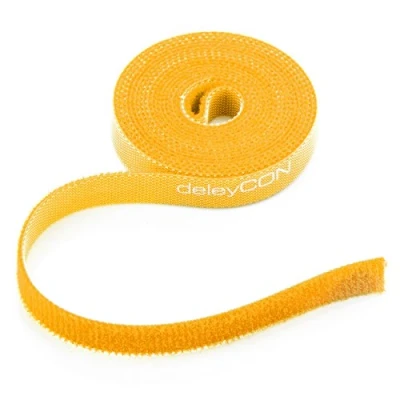 Imagen de deleyCON Rollo de cable velcro con amplia gestión cables 2 metres Amarillo