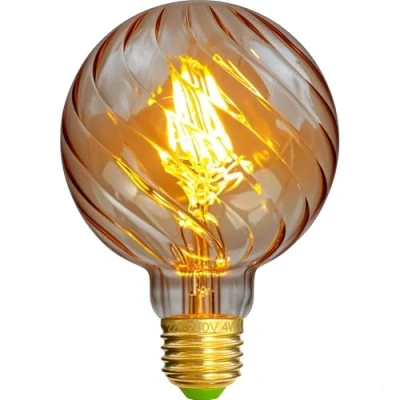 Imagen de TIANFAN bombillas Led, bombilla Vintage, filamento Edison, 4 W, decorativas especiales no regulables, 220/240 V E27, brillo cálido (G95 Remolino Dorado)