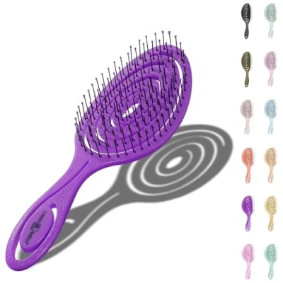 Imagen de CHIARA AMBRA Cepillo para Pelo Desenredante Sin Tirones Antirotura Plástico Reciclado Rizado Liso Ondulado Color Ciruela