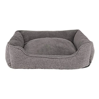 Imagen de lionto Cama Perros Tejida Mezclado cojín Cesta Funda extraíble, (S) 75x60 cm Gris