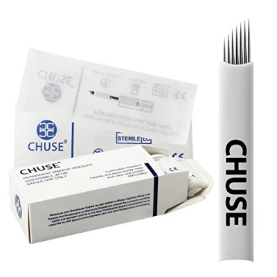 Imagen de Chuse ceja pigmentación MicroBlade permanentes del maquillaje de la aguja S7 50pcs / caja mano tatuaje Microblading 7 inclinado Cuchillas Tratamiento microneedling