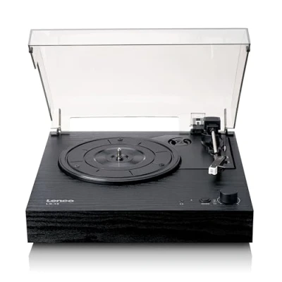Imagen de Lenco Tocadiscos LS 15BK Recepción y transmisión Bluetooth®, 2 altavoces integrados, pastilla AT3600L, por correa, parada automática, 33/45 rpm, AUX RCA, color negro