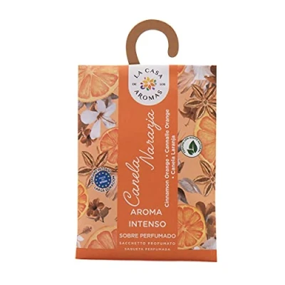 Imagen de La Casa de los Aromas Set Sobres Perfumados Pack Bolsitas Aromáticas Canela Naranja con Colgador Saquitos Fragancia para Armario, Cajones, Ropa, Zapatero, Maleta 12 Unidades