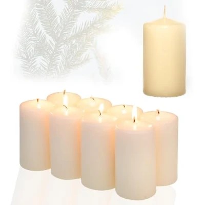 Imagen de Candelo Juego de 8 velas navideñas champán, 5,8 cm x 12 cm, para corona Adviento