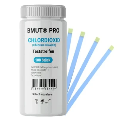 Imagen de 100 tiras de prueba solución dióxido cloro (CDL/CDS) rápida agua 0 500 ppm