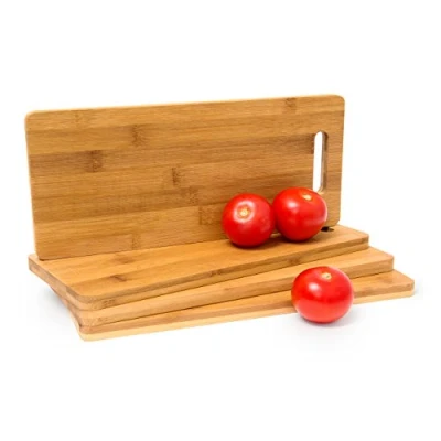 Imagen de relaxdays 4 Tablas de Cortar con Asas, Medidas: 1.5 x 35 15 cm, Material: Bambú, 2.1 Kg, 1,5 cm