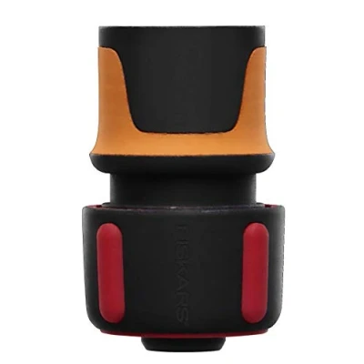 Imagen de Fiskars Conexión para mangueras, Puntos de contacto SoftGrip, Tamaño universal, Ø 1,9 cm (3/4&#039;&#039;), 40 g, Negro/naranja/rojo, 1027074