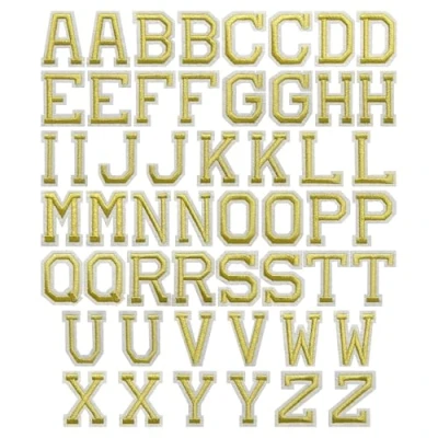 Imagen de J.CARP 52Pcs Gold Alphabet A to Z Patches, Iron on Sew Letters for Clothing, Hats, Shoes, Backpacks, Handbags, Jeans, Jackets etc.