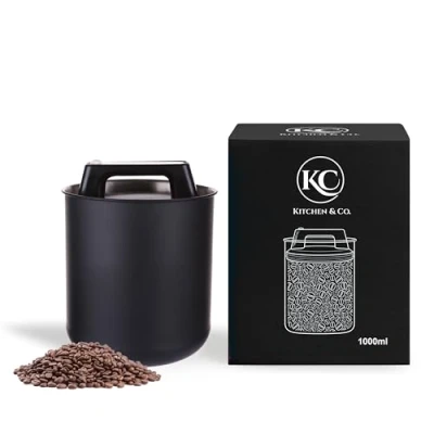 Imagen de lata de café hermética para 250 g granos con tapa al vacío (recipiente café, té, acero inoxidable almacenamiento cierre aroma, recipiente café), color