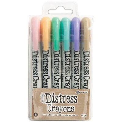 Imagen de Ranger Tim Holtz Distress Crayons Set 5 Juego de lápices Colores, Material sintético, Multicolor, 14 x 8 1.8 cm,