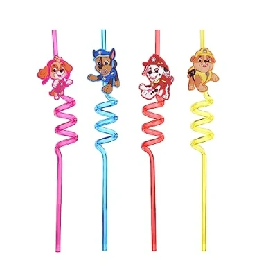 Imagen de Paw Patrol 4 pajitas de, de plástico, colores para niños, reutilizables, fiestas, productos cumpleaños