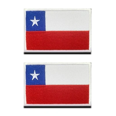 Imagen de 2 Piezas Bandera de Chile Chilenos Estados Gancho y Lazo Bordado Moral Nacional Aplicación Emblema Parche