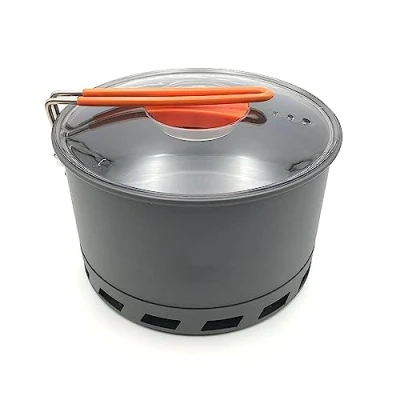 Imagen de tentock 2 3 persona intercambiador de recogida calor Pot 1.5L Camping Stove duro olla aluminio con mango plegable rápida hervir Billy puede bolsa malla almacenamiento compacto, S2500