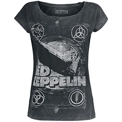 Imagen de Led Zeppelin Shook Me Mujer Camiseta Negro/Gris L 100% algodón Ancho