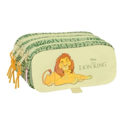 Imagen de Safta M710 812441710, Mufasa Portatodo Triple Big, Infantil, Estuche Niño, Ideal Edad Escolar, Cómodo y Versátil, Calidad Resistencia, 21.5x8x10 cm, Color Verde/Beige Unisex niños, Estándar