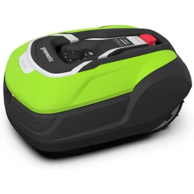 Imagen de Greenworks Optimow 15 robot cortacésped para áreas hasta 1500m2, pendiente 35%, muy silencioso, 4G controlado, características de seguridad avanzadas, protección robo, 3 años garantía