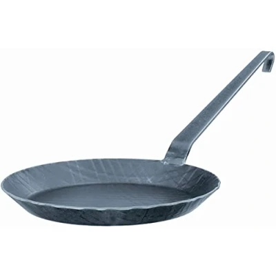 Imagen de Rösle Serie 1888 Sartén de Hierro Forjado Calidad para Patatas Fritas Crujientes y Asado Rápido Carne, con Mango Estilo Gancho, Apta Parrilla E Inducción, 24 cm
