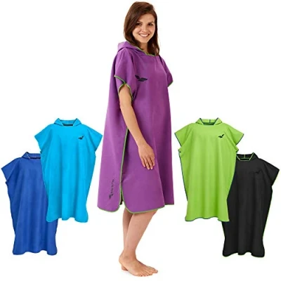 Imagen de Fit Flip Poncho de Surf para Hombres y Mujeres Ligero, Compacto Secado rápido Toalla Adulto Playa, con Capucha Color: púrpura Verde, Tamaño: M