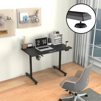 Imagen de pro.tec Escritorio Rectangular Pomona Regulable en Altura 72 117 cm Elevable Eléctrico con Ruedas Alfombrilla de Ratón XXL 110 x 60 2 Opciones Memoria Aglomerado/Acero Negro