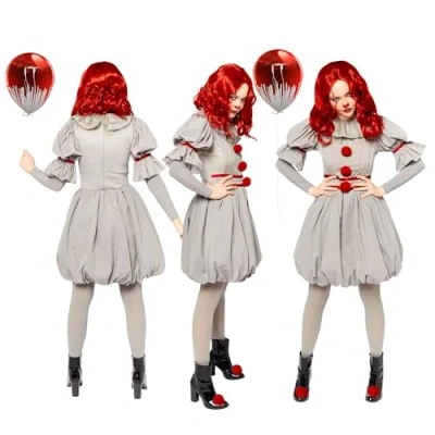 Imagen de amscan Disfraz oficial de payaso Warner Bros Pennywise IT para mujer, talla 6 8