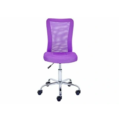Imagen de Inter Link Silla de Escritorio Infantil Sillón Giratorio ergonómico Altura Ajustable Pie Metal Cromado Funda Malla Transpirable 360 Púrpura Bonnie