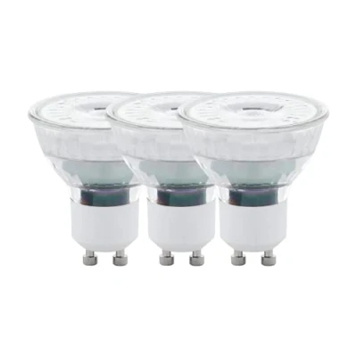 Imagen de Eglo Juego de 3 lámparas GU10, focos LED, luz reflectora 4,5 vatios cada una (corresponde a 50 vatios), 345 lúmenes, iluminante blanco cálido, 2700k, bombilla Ø 5 cm
