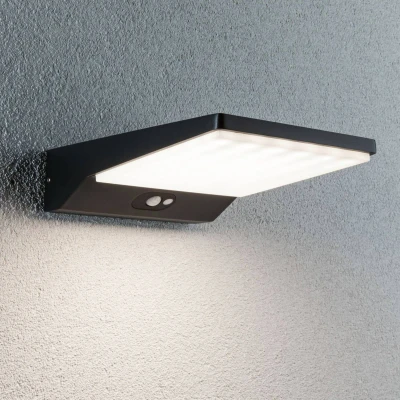Imagen de Paulmann Ronas 94334 Luminaria LED Solar, aplique IP44, incl. 1x5 W, gris oscuro, lámpara exterior, aluminio, 3000 K, 5 5W