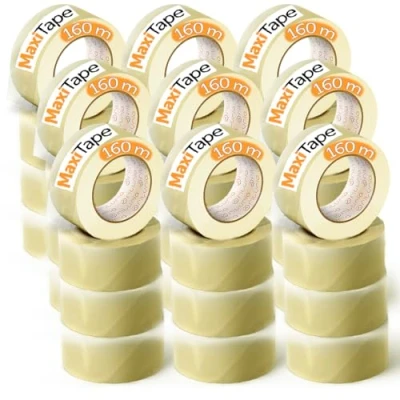 Imagen de OFITURIA Cinta Adhesiva de Embalar Transparente para Embalaje Cajas Cartón Envíos y Mudanzas. Precinto Empaquetados Seguros Resistentes (48mmx160mts Transparente, 36 Rollos)
