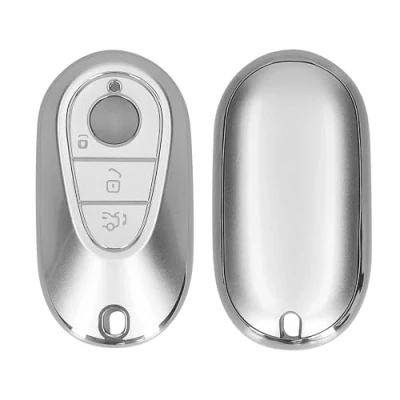 Imagen de kwmobile Carcasa para Mando Compatible con Mercedes Benz Llave de Coche 3 Botones Smart Funda Llaves TPU Plata Mate