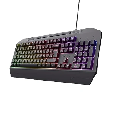 Imagen de Trust Gaming GXT 836 Evocx Teclado Gamer AZERTY francés con Cable USB, 78% de plásticos reciclados, iluminación LED RGB, 25 Teclas antighosting, Membrana, PC/portátil