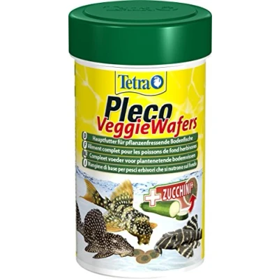 Imagen de Tetra Pleco Veggie Wafers Alimento para los peces de fondo herbívoros, con calabacín rico en minerales mejorar la vitalidad, lata 100 ml