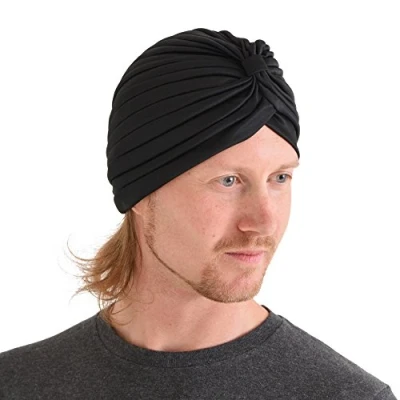 Imagen de Casualbox Twist Plisado Cabeza Envolver Turbante Gorra Adivino Sombrero Retro Vintage Negro
