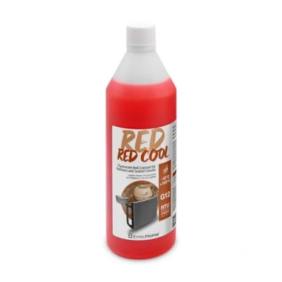 Imagen de ErrecHome Red Cool, Líquido para radiador rojo fluorescente 10C, anticongelante G12 con paquete inhibidor de base orgánica OAT, Listo usar, 1 litro