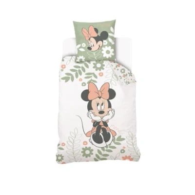 Imagen de SAHINLER créateur d&#039;univers Disney funda nórdica Minnie 140 x 200 cm + 1 de almohada 63 cm, 100% algodón, color verde