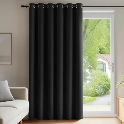 Imagen de Deconovo Cortinas Dormitorio Salon Opacas Moderna con Ojales, Termicas Aislantes Frio y Calor 200x290 cm(Ancho x Alto) Negro, 1 Pieza