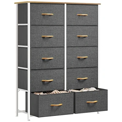 Imagen de YITAHOME Cajonera de Tela,Cómoda Tela,Unidad Almacenamiento Tela,con 10 cajones Extraíbles,con Parte Superior Mader,Cómoda para Sala Estar,Dormitorio, Gris