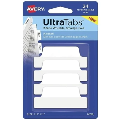 Imagen de AVERY Zweckform Art. 74789 Tiras adhesivas transparentes/blancas (24 notas adhesivas, 63,5 x 25,4 mm, índice de rotulación, extraíbles, marcadores página, adhesivas)