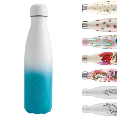 Imagen de Chilly&#039;s Botella de agua acero inoxidable y reutilizable, a prueba fugas, sin sudor, 500 ml, color azul ártico (arctic evening)