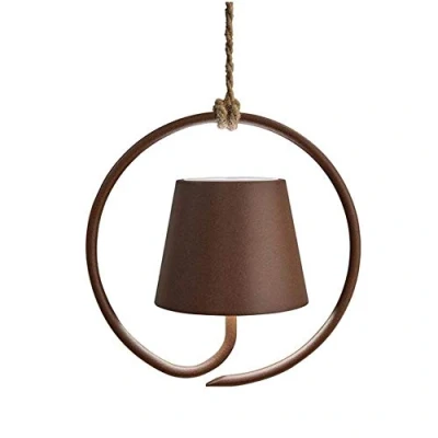 Imagen de Zafferano Poldina Lámpara Colgante LED Recargable, Luz con Cuerpo de Aluminio, Protección IP54, Apto para Uso Exterior/Interior, Regulable, UE Enchufe Corten, 2.2 W