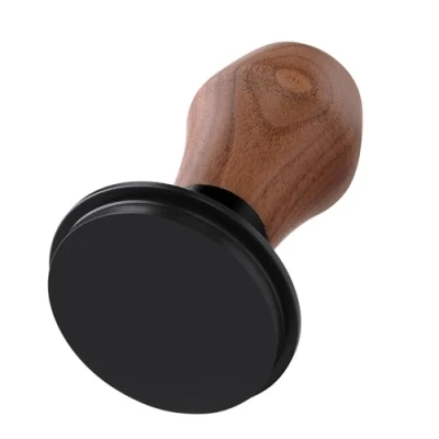 Imagen de Normcore prensador de café espresso V4 51 mm, con resorte revestimiento PVD titanio, base plana, muelles repuesto 15 libras, 25 mango nogal americano genuino