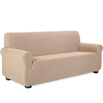 Imagen de TIANSHU Funda Elástica para sofá, Sofa 3 Plaza, Ajustables Fundas Elasticas, Proteger el de Sofá con Reposabrazos Antideslizante Antimanchas Lavable (Arena)