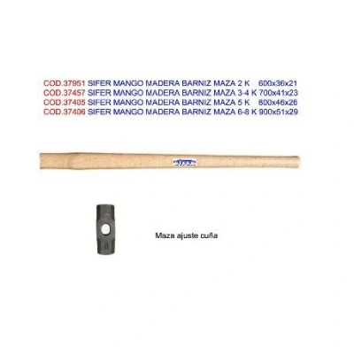 Imagen de Sifer mango madera barniz maza 6 8 k 900x51x29 + cuña
