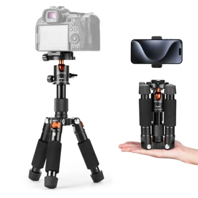 Imagen de K&amp;F Concept Mini Trípode Portátil S225A1+BH 25 de Sobremesa 50cm para DSLR, Cámara Réflex Digital, Teléfono Móvil, con Clip y Placa Liberación Rápida 1/4 &#039;&#039;
