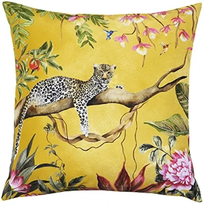 Imagen de Evans Lichfield Cubierta de cojín al Aire Libre Leopardo, Poliéster, Oro, 43 x 43cm