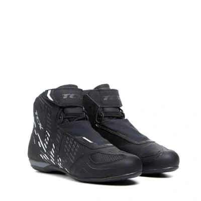 Imagen de TCX R04D Waterproof, Zapatillas de Moto Impermeables para Hombre, Certificadas con Membrana T Dry, Cordones y Cierre Velcro, Parte Superior Malla, Negro/Blanco