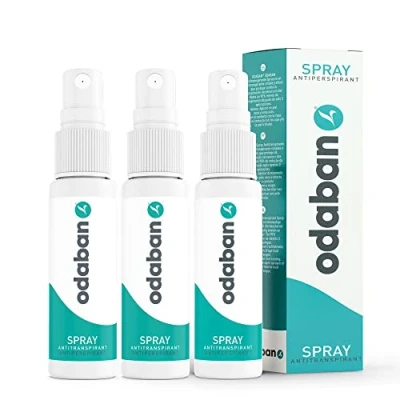 Imagen de ODABAN Antitranspirante en spray I Desodorante contra la sudoración intensa para hiperhidrosis, manos, axilas y cabeza Adecuado pieles sensibles 3x 30ml